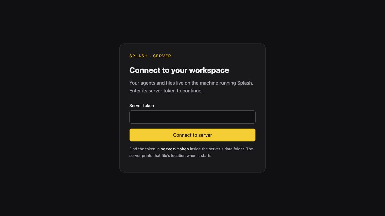 Token login for the authenticated Splash server